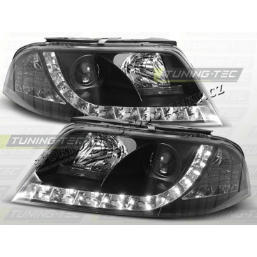 VW PASSAT 3BG 2000-05 PŘEDNÍ ČÍRÁ SVĚTLA DAYLIGHT LED BLACK