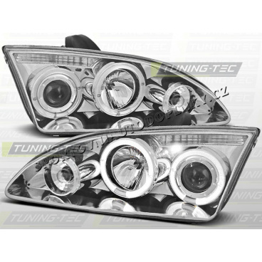 FORD FOCUS MK2 2004-08 PŘEDNÍ ČÍRÁ SVĚTLA ANGEL EYES CHROME