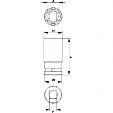 Nástavec 1" rázový šestihranný hluboký 33 mm CrMo