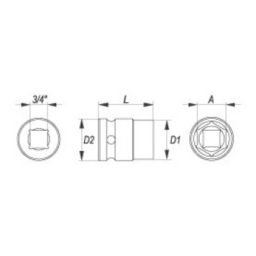 Nástavec 3/4" rázový šestihranný 30 mm CrMo