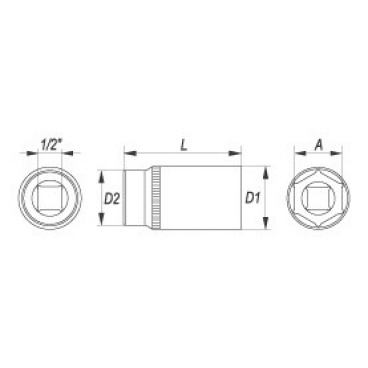 Nástavec 1/2" 32 mm šetihranný hluboký