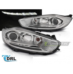 Ford Fiesta MK7 13-16 přední čirá světla LED DRL chrome