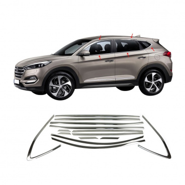 Nerez obložení oken Omtec Hyundai Tucson 2015-21 14 dílů