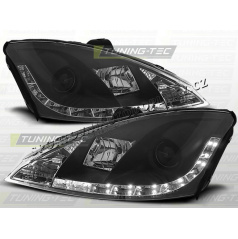 FORD FOCUS MK1 1998-01 PŘEDNÍ ČÍRÁ SVĚTLA DAYLIGHT LED BLACK