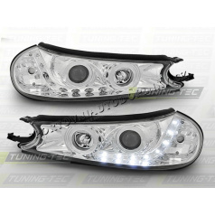 FORD MONDEO MK2 1996-00 PŘEDNÍ ČÍRÁ SVĚTLA DAYLIGHT LED CHROME