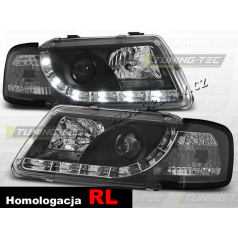 AUDI A3 (8L) 1996-00 PŘEDNÍ ČÍRÁ SVĚTLA DAYLIGHT LED BLACK - HOMOLOGACE RL