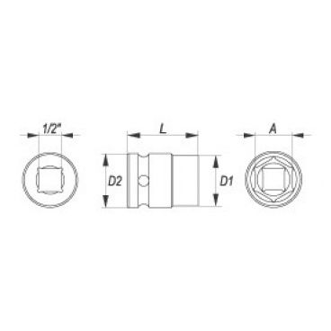 Nástavec 1/2" rázový šestihranný 17 mm CrMo