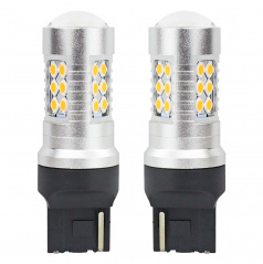 LED žárovky CANBUS 3030 24SMD T20 WY21W Oranžová Amber 12V 24V AMIO-02393