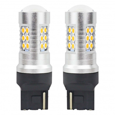 LED žárovky CANBUS 3030 24SMD T20 WY21W Oranžová Amber 12V 24V AMIO-02393