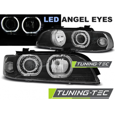 BMW E39 09.1995-06.2003 přední čirá světla Angel Eyes LED H7/H7 black