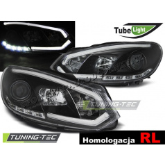 VW Golf 6 10.2008- přední čirá světla LED Tube Lights black