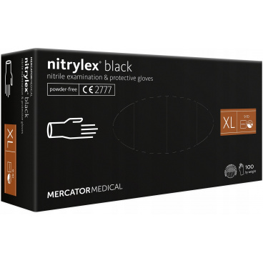 Černé nitrilové rukavice Mercator Nitrylex Basic velikost XL 100 ks.