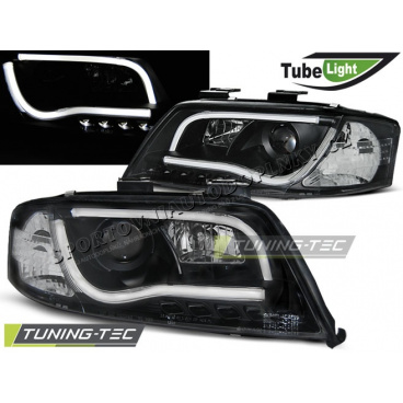 AUDI A6 05.1997-05.2001 PŘEDNÍ ČÍRÁ SVĚTLA LED TUBE LIGHTS BLACK