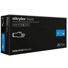 Černé nitrilové rukavice Mercator Nitrylex Basic velikost M 100 ks.