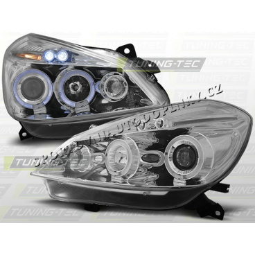 RENAULT CLIO III 2005-09 PŘEDNÍ ČÍRÁ SVĚTLA ANGEL EYES CHROME