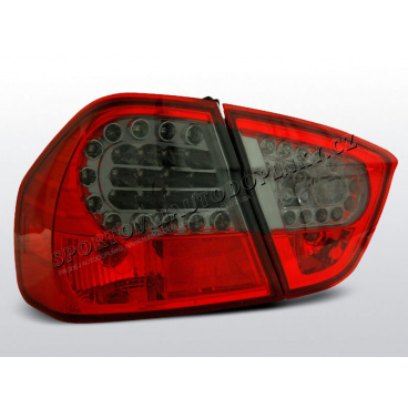 BMW E90 05-08 ZADNÍ LED LAMPY - RED/SMOKE