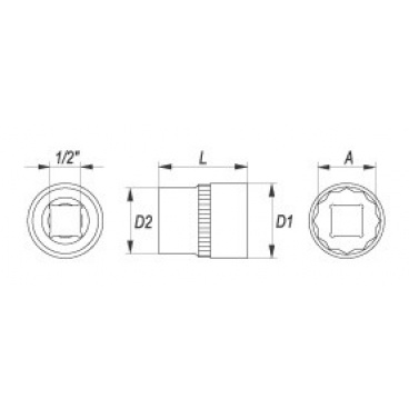 Nástavec 1/2" 30 mm dvanáctihranný