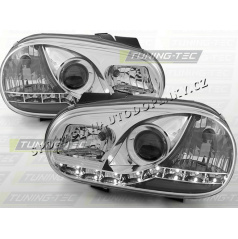 VW GOLF IV 1997-03 PŘEDNÍ ČÍRÁ SVĚTLA DAYLIGHT LED CHROME