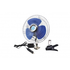 Ventilátor 12V otočný 21 cm + klips