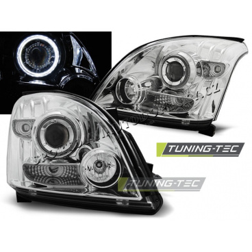 TOYOTA LAND CRUISER 120 2003-09 PŘEDNÍ ČÍRÁ SVĚTLA ANGEL EYES CHROME CCFL