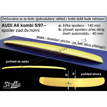 AUDI A6 COMBI 97+ křídlo zadní horní (EU homologace)