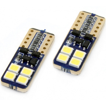 Žárovky 8 SMD 2835 LED T10 (W5W) 12V bílá CAN-BUS krátká