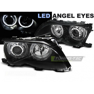 BMW E46 09.2001-03.2005 Limousine / Touring přední čirá světla Angel Eyes LED black