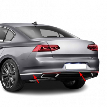 Nerez chrom lišty zadního nárazníku 3 ks Omtec VW Passat 2019+ Facelift