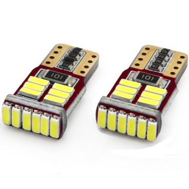 Žárovky parkovací T10 18 SMD LED bílé 6000K  CAN BUS (s odporem) - 2 ks