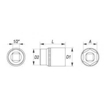 Nástavec 1/2" 22 mm šetihranný