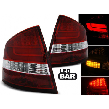 Škoda Octavia 2 sedan 2004-12 zadní lampy red white LED BAR