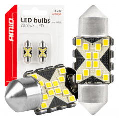 LED žárovky CANBUS Festoon C5W 12SMD 2016 31mm Bílá 12V 24V AMIO-04235