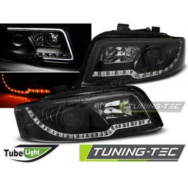 Audi A4 10.2000-10.2004 přední čirá světla Led Tube Lights black