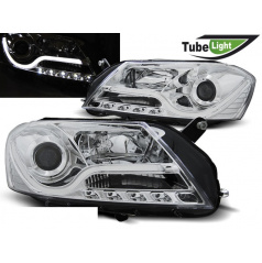 VW Passat B7 10.10-10.14 přední čirá světla LED Tube Light chrome