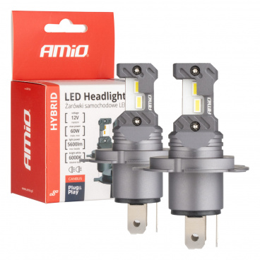 Automobilové LED žárovky série HYBRID H4 H19 6000K Canbus 60W AMIO-04114