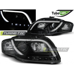 AUDI A4 B7 11.2004-03.2008 PŘEDNÍ ČÍRÁ SVĚTLA LED TUBE LIGHTS BLACK