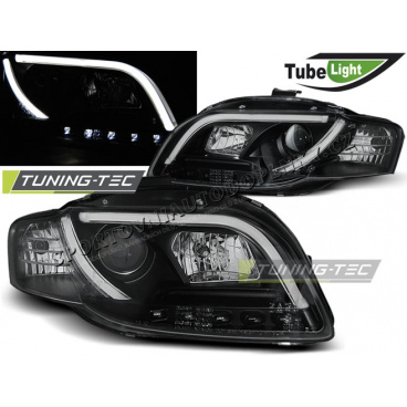 AUDI A4 B7 11.2004-03.2008 PŘEDNÍ ČÍRÁ SVĚTLA LED TUBE LIGHTS BLACK