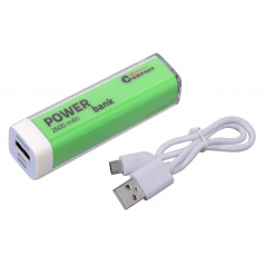 POWER BANK 2600mA + 30cm kabel, zelený