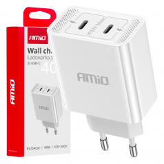 Síťová nabíječka 230V 2x USB-C 40W AMIO-03892