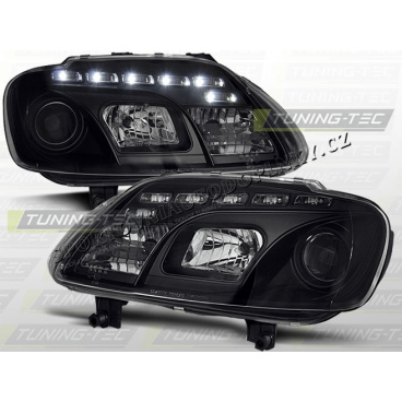 VW TOURAN / CADDY 2003-06 PŘEDNÍ ČÍRÁ SVĚTLA DAYLIGHT LED BLACK