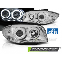 BMW E87/E81 2004-11 PŘEDNÍ ČÍRÁ SVĚTLA ANGEL EYES CCFL CHROME