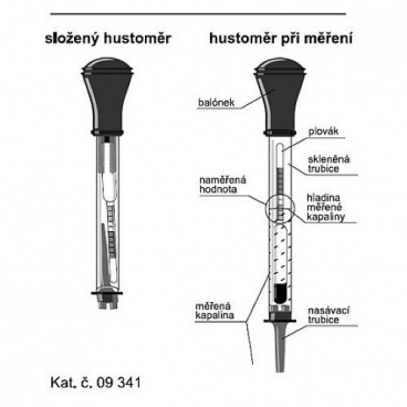 Hustoměr akumulátoru (skleněný - žádný plast)