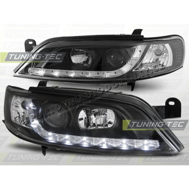 OPEL VECTRA B 1999-02 PŘEDNÍ ČÍRÁ SVĚTLA DAYLIGHT LED BLACK