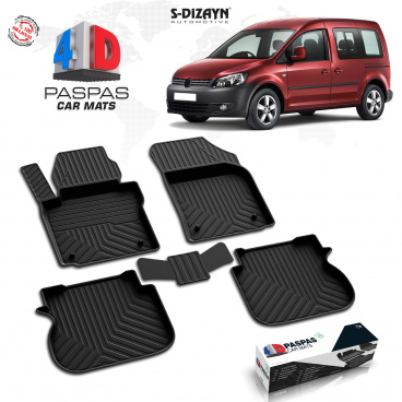 Gumový set 4D nejkvalitnějších přesných autokoberců VW Caddy 2004-15