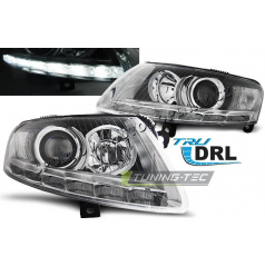 Audi A6 C6 04.2004-08 přední čirá světla Xenon Daylight chrome DRL