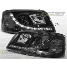 VW T5 2003-09 PŘEDNÍ ČÍRÁ SVĚTLA DAYLIGHT LED BLACK