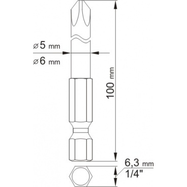 Sada bitů 1/4" 2 ks křížové L=100 mm PH1, PH2