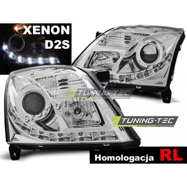 OPEL VECTRA C 04.2002-08.2005 PŘEDNÍ ČÍRÁ SVĚTLA DAYLIGHT LED DRL D2S CHROME