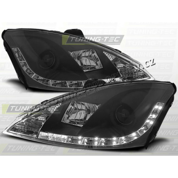 FORD FOCUS MK1 2001-04 PŘEDNÍ ČÍRÁ SVĚTLA DAYLIGHT LED BLACK