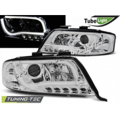 AUDI A6 06.2001-05.2004 přední čirá světla LED TUBE LIGHTS chrome